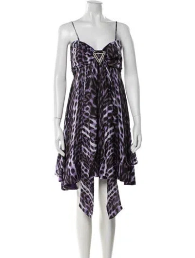 Pre-owned Just Cavalli Animal Print Mini Dress In Purple