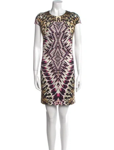 Pre-owned Just Cavalli Animal Print Mini Dress W/ Tags In Neutral