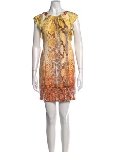 Pre-owned Just Cavalli Animal Print Mini Dress In Yellow