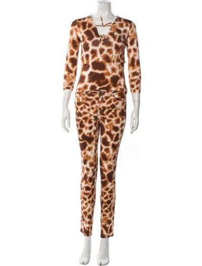 Pre-owned Just Cavalli Animal Print Pant Set In Brown