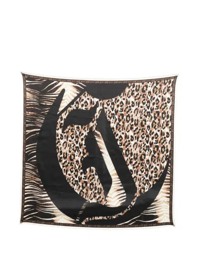 Just Cavalli Animal Print Scarf In Black