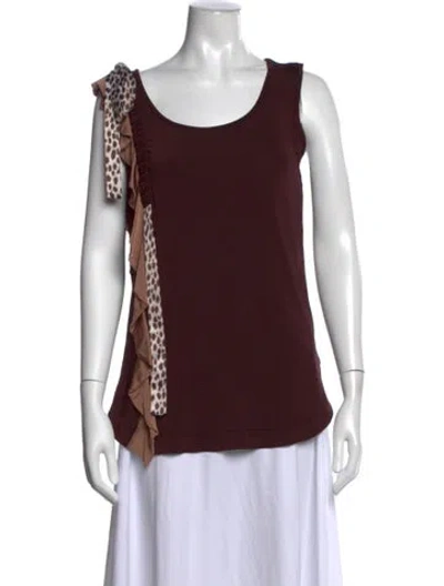 Pre-owned Just Cavalli Animal Print Scoop Neck Top In Burgundy