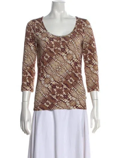 Pre-owned Just Cavalli Animal Print Scoop Neck Top In Green