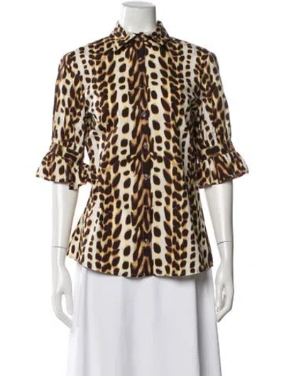 Pre-owned Just Cavalli Animal Print Short Sleeve Top