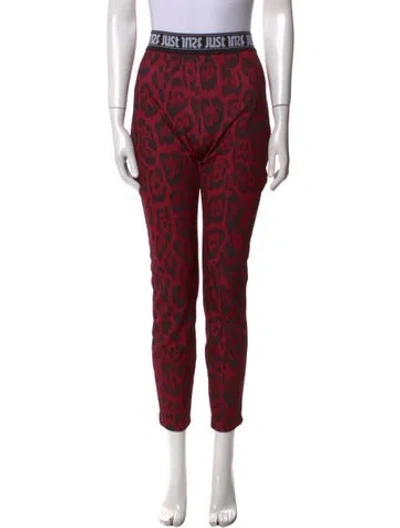 Pre-owned Just Cavalli Animal Print Skinny Leg Pants In Red