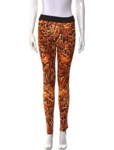 Pre-owned Just Cavalli Animal Print Skinny Leg Pants W/ Tags In Orange