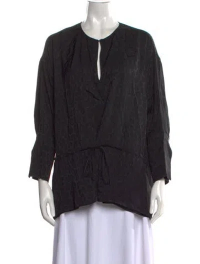 Pre-owned Just Cavalli Animal Print V-neck Blouse In Black