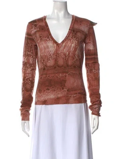 Pre-owned Just Cavalli Animal Print V-neck Top In Multi
