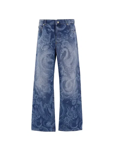 Just Cavalli Animal-print Jeans In Blue