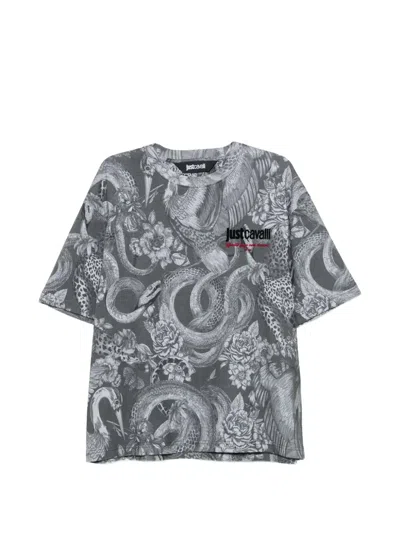 Just Cavalli Animal-print T-shirt In 그레이