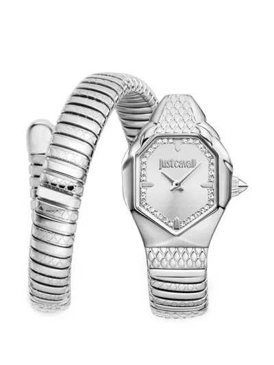 Just Cavalli Aria Snake 22mm Watch In Silver