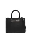 Just Cavalli Logo-lettering Faux-leather Tote Bag In Black