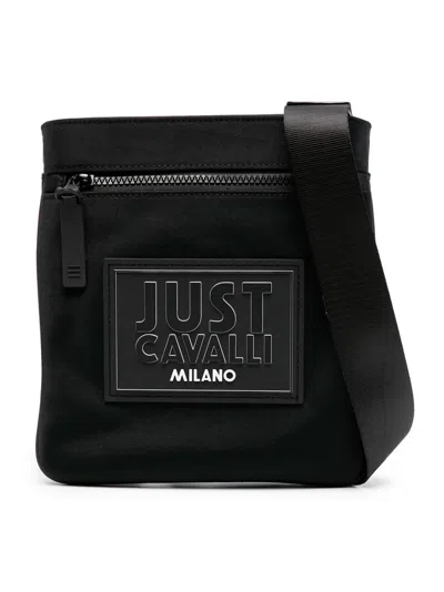 Just Cavalli Logo-patch Messenger Bag In Black