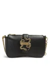 Just Cavalli Shoulder Bag With Fabric And Distinctive Chain Detail In Black