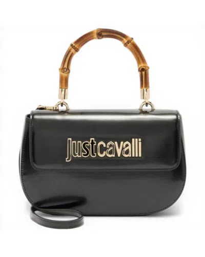 Just Cavalli Bamboo Woman Black Shoulder Bag In Leatherette