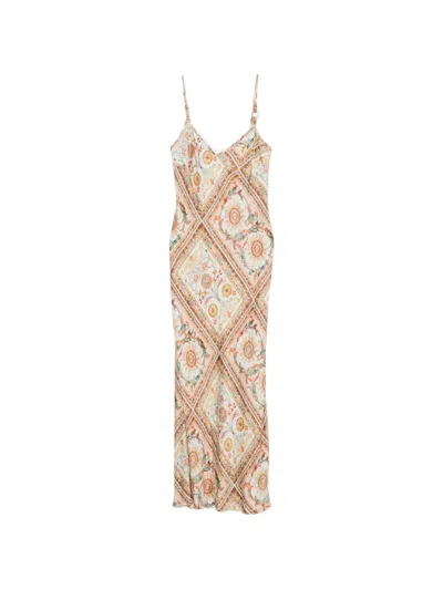 Just Cavalli Baroque-print Hardware-detail Midi Dress In Brown