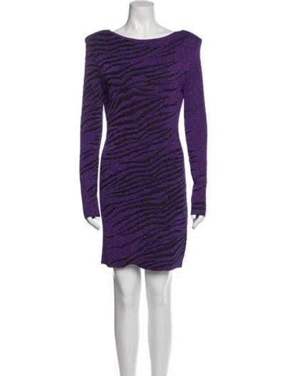 Pre-owned Just Cavalli Bateau Neckline Knee-length Dress In Blue