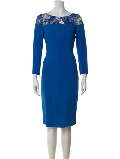 Pre-owned Just Cavalli Bateau Neckline Knee-length Dress In Blue
