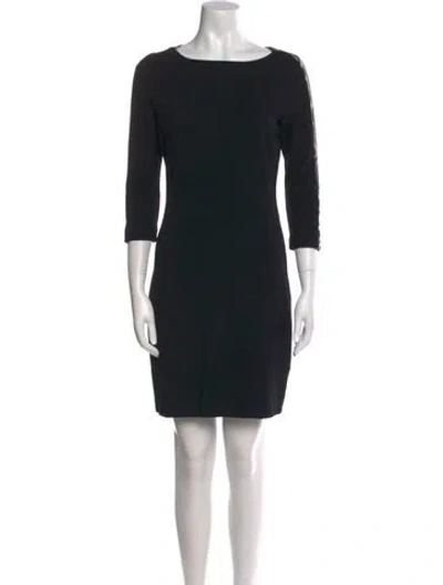 Pre-owned Just Cavalli Bateau Neckline Mini Dress In Black