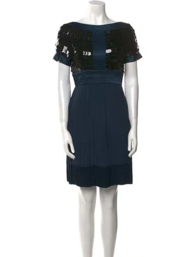 Pre-owned Just Cavalli Bateau Neckline Mini Dress In Multi