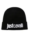 Just Cavalli Logo Embrodery Beanie In Black