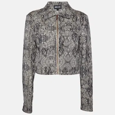 Pre-owned Just Cavalli Beige Animal Pattern Cotton Cropped Jacket M