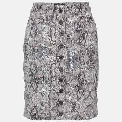 Just Cavalli Beige Animal Pattern Cotton Fitted Skirt In Gray