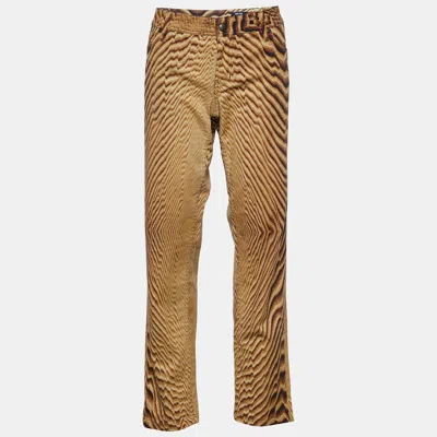 Just Cavalli Beige Animal Print Cotton Straight Fit Jeans In Brown