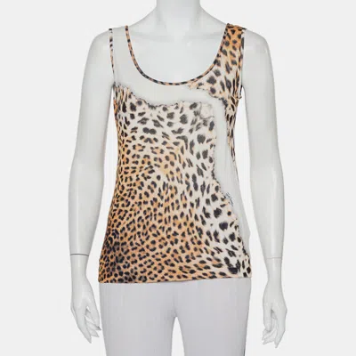 Just Cavalli Beige Animal Printed Knit Tank Top