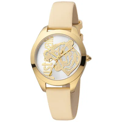 Just Cavalli Beige Leather Dress Watch
