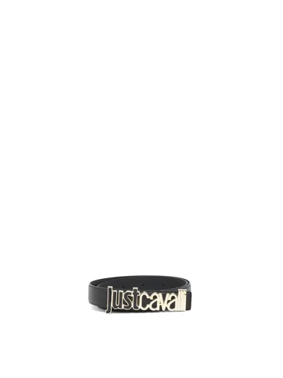 Just Cavalli Belt Patent Leather Metallic Detail In Black