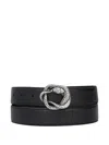 Just Cavalli Snake-buckle Leather Belt In Gold