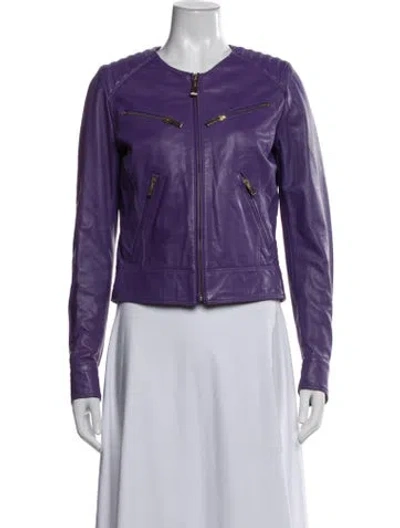 Pre-owned Just Cavalli Biker Jacket In Purple