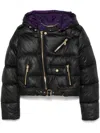 Just Cavalli Biker Puffer Jacket In Black