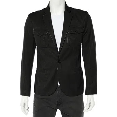 Just Cavalli Black Cotton Trim Detail Blazer