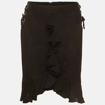 Just Cavalli Black Crepe Ruffle Mini Skirt