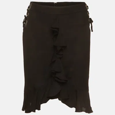 Pre-owned Just Cavalli Black Crepe Ruffle Mini Skirt M