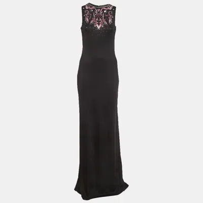 Just Cavalli Black Embellished Jersey Sleeveless Maxi Dress