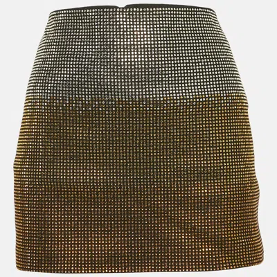 Pre-owned Just Cavalli Black Embellished Wool Blend Mini Skirt S