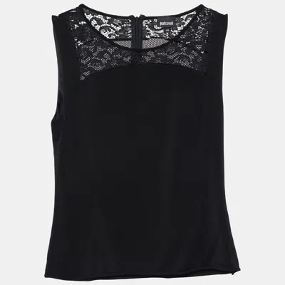 Just Cavalli Black Jersey Lace Trim Sleeveless Top