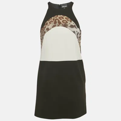 Pre-owned Just Cavalli Black Jersey Panel Detail Sleeveless Mini Dress Xs