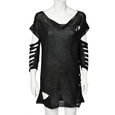 Just Cavalli Black Knit Cutout Detail Tunic