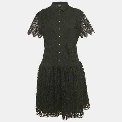 Pre-owned Just Cavalli Black Lace Embroidered Detail Mini Dress M