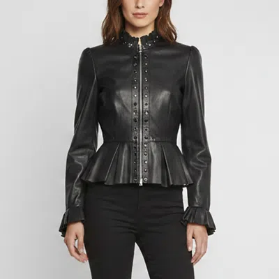 Pre-owned Just Cavalli Black Leather Embellished Zip Up Jacket M