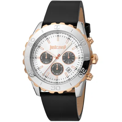 Just Cavalli Black Leather Sport Watch