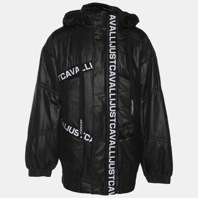 Pre-owned Just Cavalli Black Nylon Bomber Hoodie Padded Hoodie Jacket Xl