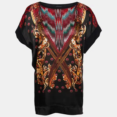 Pre-owned Just Cavalli Black Printed Cotton Knit Oversized T-shirt M