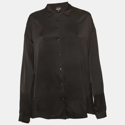 Pre-owned Just Cavalli Black Satin Button Front Shirt M
