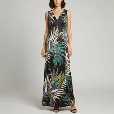 Pre-owned Just Cavalli Black Satin Leaf Snakeskin Print Satin Maxi Dress M
