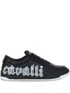 Just Cavalli Black Side-logo Sneaker In Animal Print